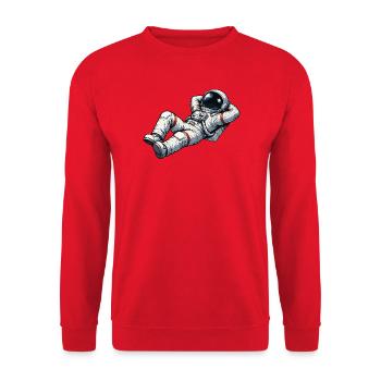 Relaxed astronaut in retro design - Unisex Sweatshirt - red - Front - Alina (178cm) & Michal (187cm)