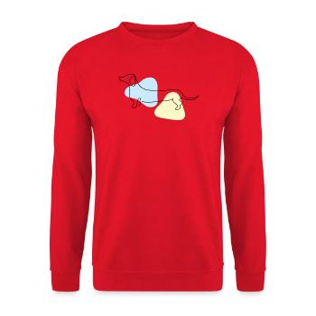Line Art Dachshund pastel - Unisex Sweatshirt - red - Front - Alina (178cm) & Michal (187cm)