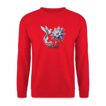 Hummingbird and Frosted Bloom - Unisex Sweatshirt - red - Front - Alina (178cm) & Michal (187cm)