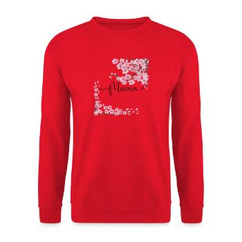 Cherry blossom frame in watercolor pink - Unisex Sweatshirt - red - Front - Alina (178cm) & Michal (187cm)