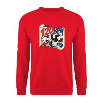 Vintage-Hip-Hop-Breakdance aus den 90ern mit 120 BPM. - Unisex Pullover - Rot - Vorne - Alina (178cm) & Michal (187cm)