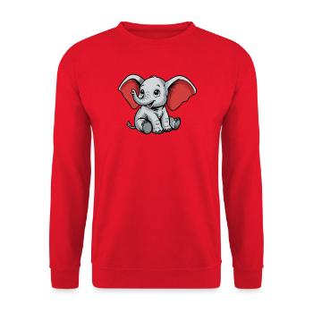 Petit Éléphant – Personnage de dessin animé joyeux - Sweat-shirt Unisexe - rouge - Devant - Alina (178cm) & Michal (187cm)