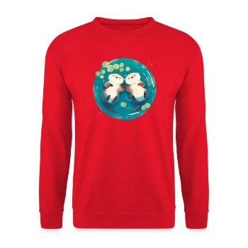 Otter Cute Valentine's Day Anniversary Wedding Anniversary Couple - Unisex Sweatshirt - red - Front - Alina (178cm) & Michal (187cm)