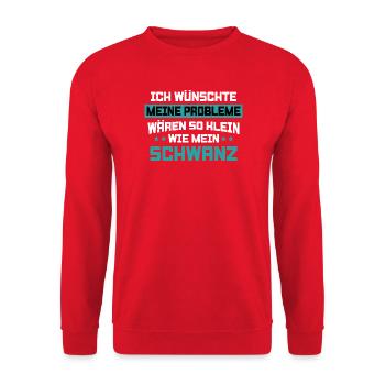 Meine Probleme So Klein Wie Mein Schwanz  - Unisex Pullover - Rot - Vorne - Alina (178cm) & Michal (187cm)