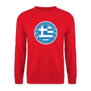 Santorini Greece – Vintage Island Poster - Unisex Sweatshirt - red - Front - Alina (178cm) & Michal (187cm)