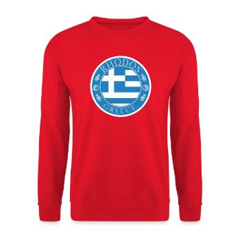 Rhodes Grèce – Affiche de l’île vintage - Sweat-shirt Unisexe - rouge - Devant - Alina (178cm) & Michal (187cm)