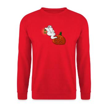 Fantôme avec lanterne sur une citrouille - Sweat-shirt Unisexe - rouge - Devant - Alina (178cm) & Michal (187cm)