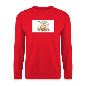 Bread mainly cuddly rolls - Unisex Sweatshirt - red - Front - Alina (178cm) & Michal (187cm)