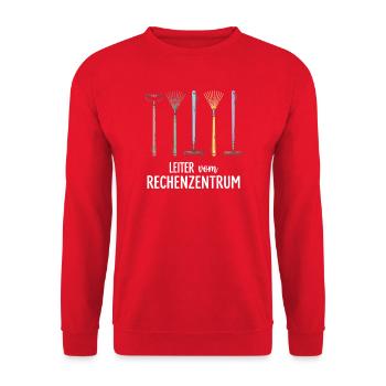 Leiter vom Rechenzentrum Gartenoutfit Gartenarbeit - Unisex Pullover - Rot - Vorne - Alina (178cm) & Michal (187cm)