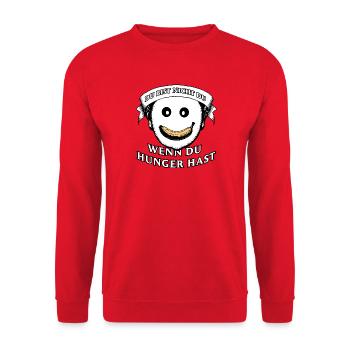 Du bist nicht du, wenn du Hunger hast - Unisex Pullover - Rot - Vorne - Alina (178cm) & Michal (187cm)