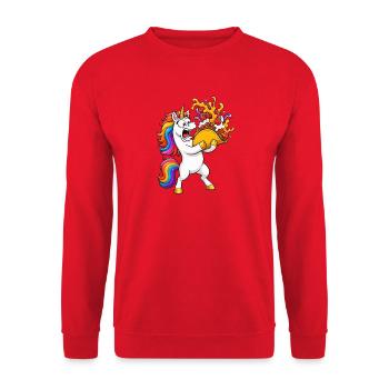 Funny Unicorn Taco Catastrophe - Unisex Sweatshirt - red - Front - Alina (178cm) & Michal (187cm)