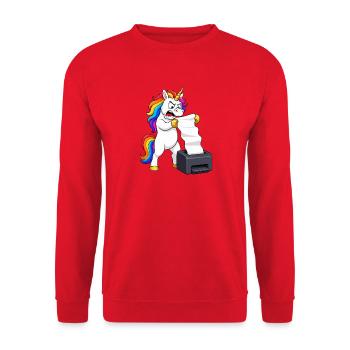 Funny Unicorn Printer Jam Rage - Unisex Sweatshirt - red - Front - Alina (178cm) & Michal (187cm)