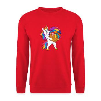 Funny Unicorn Laundry Avalanche - Unisex Sweatshirt - red - Front - Alina (178cm) & Michal (187cm)