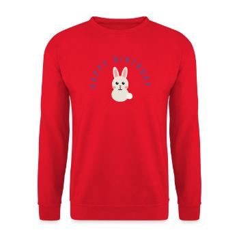 JOYEUX ANNIVERSAIRE. HAPPY BIRTHDAY. ANNIVERSAIRE. - Sweat-shirt Unisexe - rouge - Devant - Alina (178cm) & Michal (187cm)