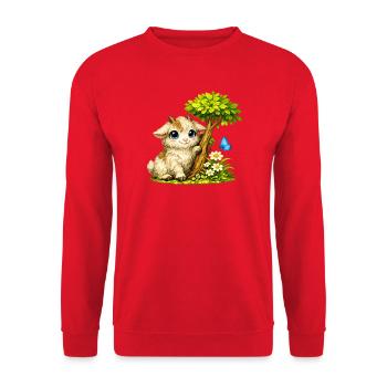 Cuddly goat with butterfly - Unisex Sweatshirt - red - Front - Alina (178cm) & Michal (187cm)