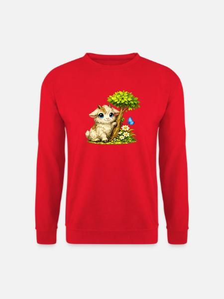 Chèvre câline avec papillon - Sweat-shirt Unisexe - rouge