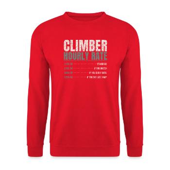 Climber Hourly Rate Funny - Unisex Sweatshirt - red - Front - Alina (178cm) & Michal (187cm)
