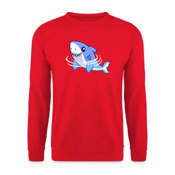 Hai-Cartoon - Unisex Pullover - Rot - Vorne - Alina (178cm) & Michal (187cm)