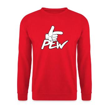 Pew Pew Hand Graphic - Unisex Sweatshirt - red - Front - Alina (178cm) & Michal (187cm)