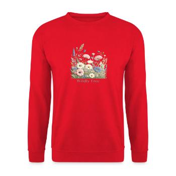 Colorful Flower Meadow – Happy Summer Nature Graphic - Unisex Sweatshirt - red - Front - Alina (178cm) & Michal (187cm)