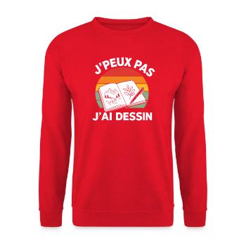 Je Peux Pas J'ai Dessin Citation Retro Sunset - Sweat-shirt Unisexe - rouge - Devant - Alina (178cm) & Michal (187cm)