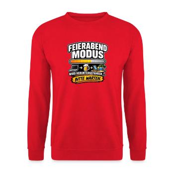 Feierabendmodus Ausruhen Jetzt - Unisex Pullover - Rot - Vorne - Alina (178cm) & Michal (187cm)
