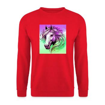 cheval - Sweat-shirt Unisexe - rouge - Devant - Alina (178cm) & Michal (187cm)