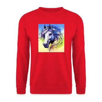 cheval - Sweat-shirt Unisexe - rouge - Devant - Alina (178cm) & Michal (187cm)