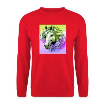 cheval - Sweat-shirt Unisexe - rouge - Devant - Alina (178cm) & Michal (187cm)