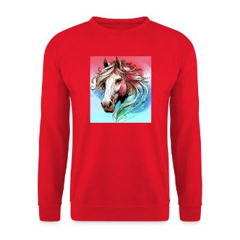 horse - Unisex Sweatshirt - red - Front - Alina (178cm) & Michal (187cm)
