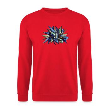 Fleur fragmentaire bleu-vert - Sweat-shirt Unisexe - rouge - Devant - Alina (178cm) & Michal (187cm)