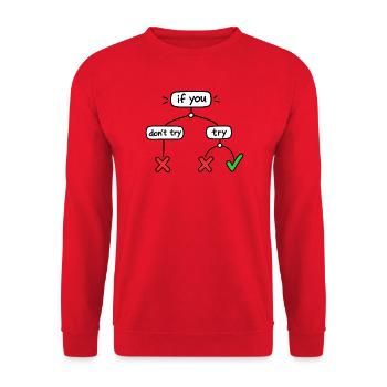 Amateur d'Humour Logique Décisionnel Drôle - Sweat-shirt Unisexe - rouge - Devant - Alina (178cm) & Michal (187cm)