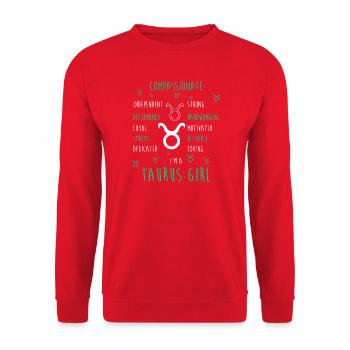 Sternzeichen Stier - Unisex Pullover - Rot - Vorne - Alina (178cm) & Michal (187cm)