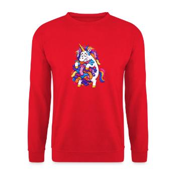 Lessive statique Unicorn Slip Defect - Sweat-shirt Unisexe - rouge - Devant - Alina (178cm) & Michal (187cm)