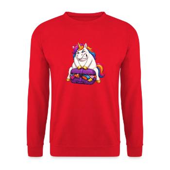 Valise licorne trop chargée - Sweat-shirt Unisexe - rouge - Devant - Alina (178cm) & Michal (187cm)