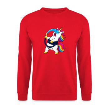 Unicorn Garden Hose Attack - Unisex Sweatshirt - red - Front - Alina (178cm) & Michal (187cm)