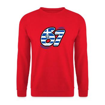 67 Greece Edition - Unisex Sweatshirt - red - Front - Alina (178cm) & Michal (187cm)