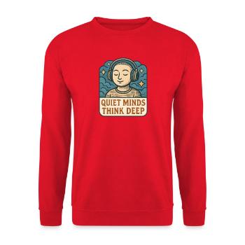 Leise Gedanken Tief Denken - Unisex Pullover - Rot - Vorne - Alina (178cm) & Michal (187cm)