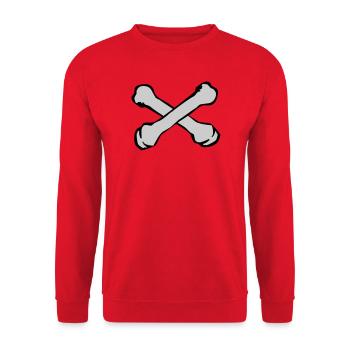 Kreuzende Knochen Silhouette - Unisex Pullover - Rot - Vorne - Alina (178cm) & Michal (187cm)