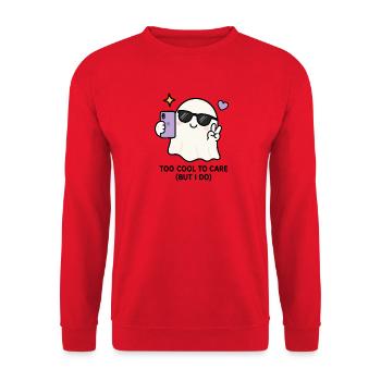Gen Z trop cool pour s’en soucier, selfie fantôme de Kawaii drôle S - Sweat-shirt Unisexe - rouge - Devant - Alina (178cm) & Michal (187cm)