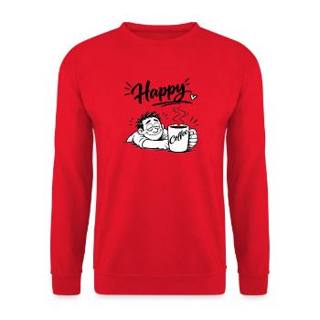 Kaffee macht glücklich - Unisex Pullover - Rot - Vorne - Alina (178cm) & Michal (187cm)