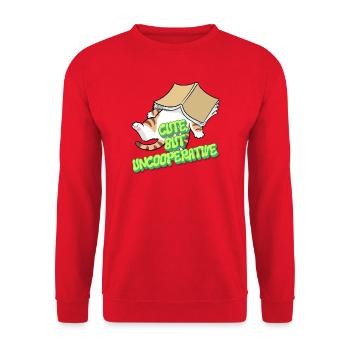 Chat mignon mais peu coopératif - Sweat-shirt Unisexe - rouge - Devant - Alina (178cm) & Michal (187cm)