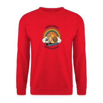 Escargot patient sur tapis roulant - Sweat-shirt Unisexe - rouge - Devant - Alina (178cm) & Michal (187cm)