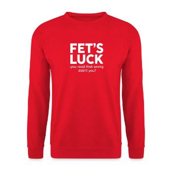 Fet's Luck: Read That Wrong Tee - Unisex Sweatshirt - red - Front - Alina (178cm) & Michal (187cm)