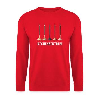 Rechenzentrum IT EDV Nerd Computer Shirt Geschenk - Unisex Pullover - Rot - Vorne - Alina (178cm) & Michal (187cm)