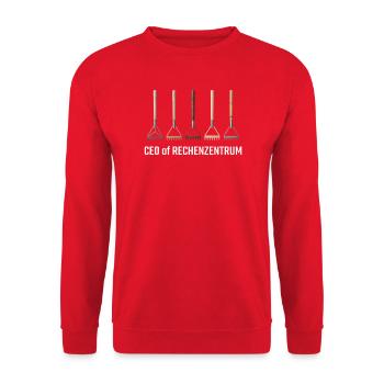 Chef du Centre informatique Jardinier Jardinier - Sweat-shirt Unisexe - rouge - Devant - Alina (178cm) & Michal (187cm)