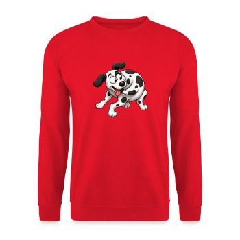 Schwindeleriger Dalmatinerschwanz jagt Tornado - Unisex Pullover - Rot - Vorne - Alina (178cm) & Michal (187cm)