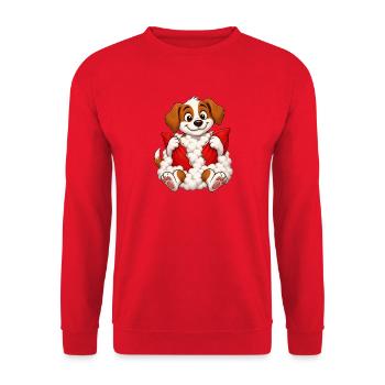Schuldbewusstes Welpenkissen-Explosion - Unisex Pullover - Rot - Vorne - Alina (178cm) & Michal (187cm)