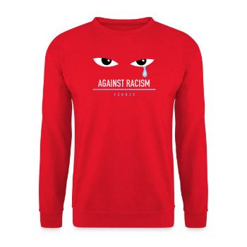 FCKNZS - AGAINST RACISM - The Blue Tear - Unisex Pullover - Rot - Vorne - Alina (178cm) & Michal (187cm)