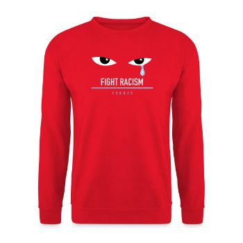 FCKNZS - LUTTE CONTRE LE RACISME - La Larme Bleue - Sweat-shirt Unisexe - rouge - Devant - Alina (178cm) & Michal (187cm)